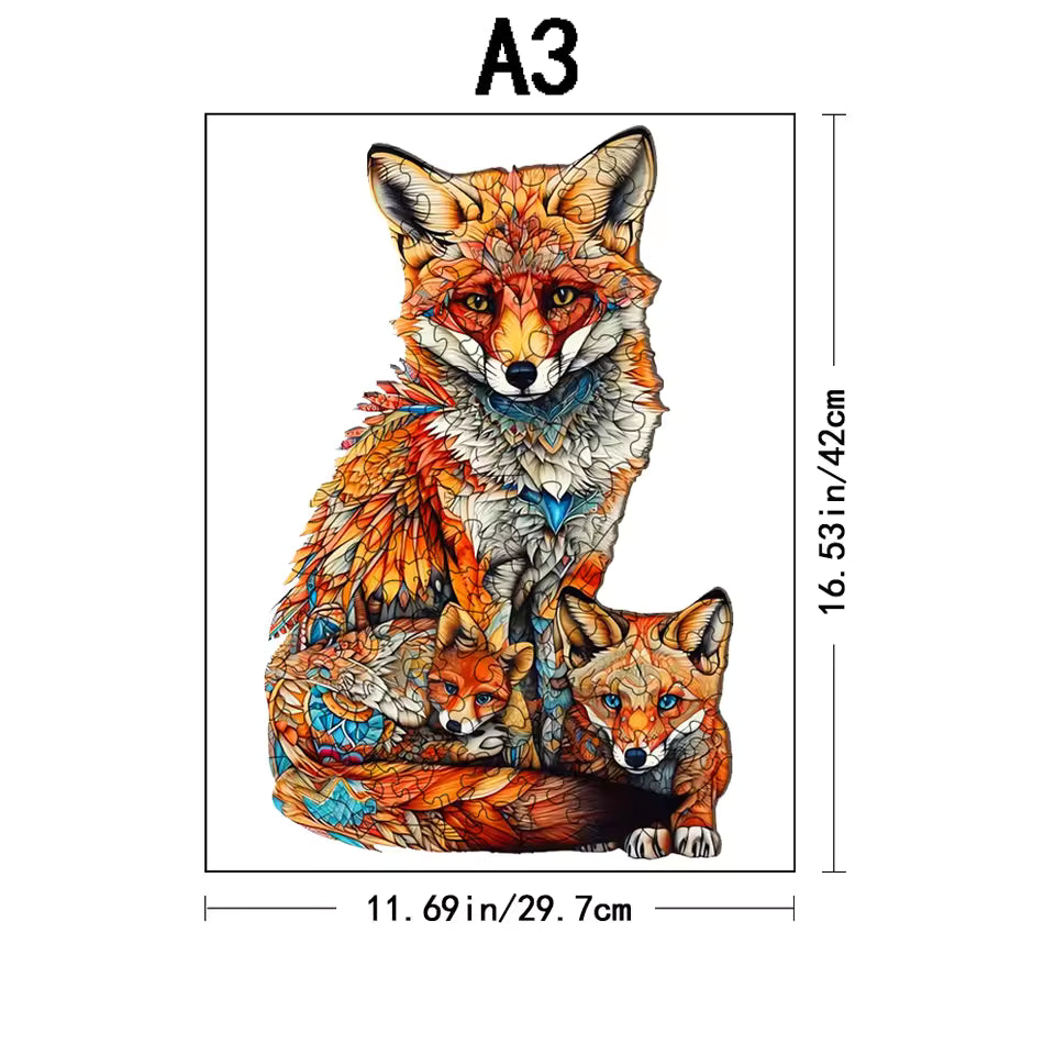 Warm Fox Family Wooden Puzzle