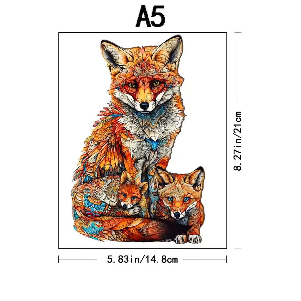 Warm Fox Family Wooden Puzzle
